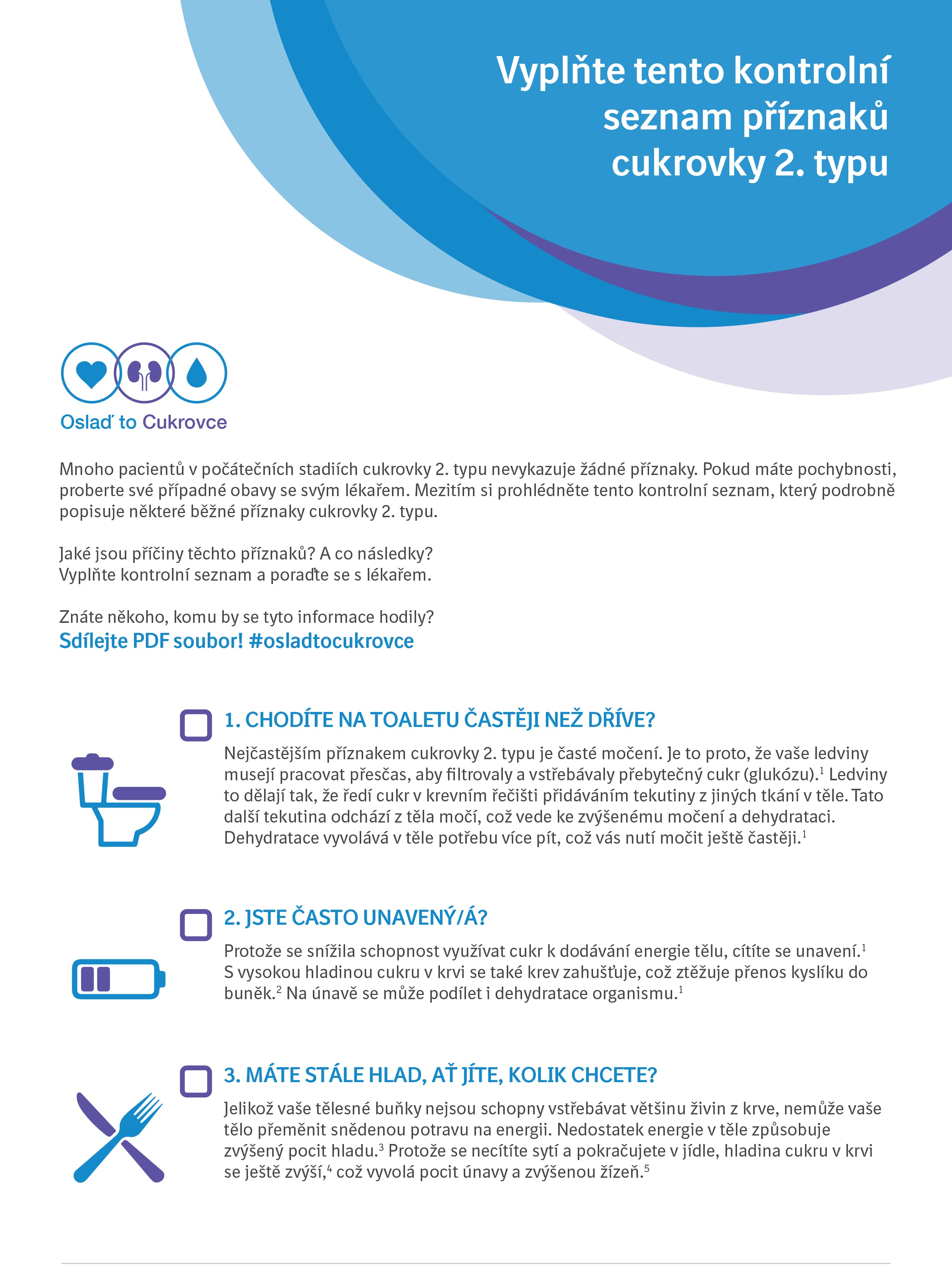 Kontrolní seznam příznaků cukrovky 2. typu